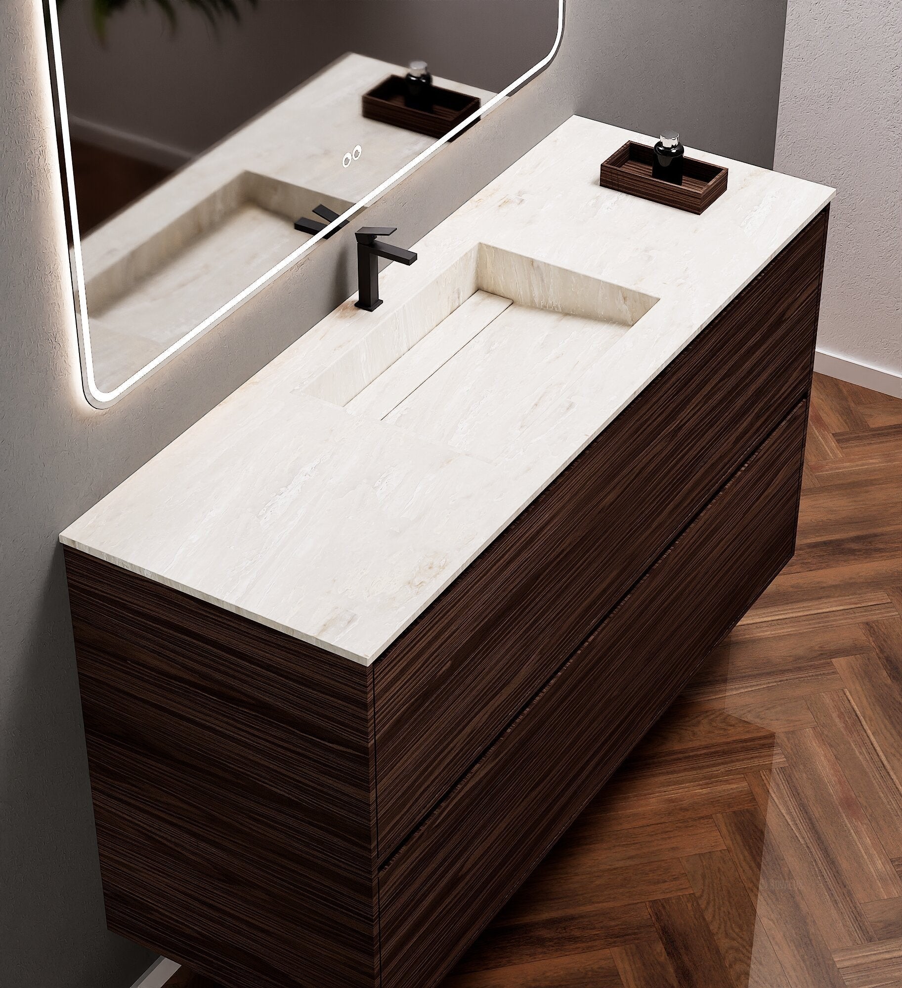 Aurora Frame – Corian® Basin with 2 Stacked Drawers - ROVALUX