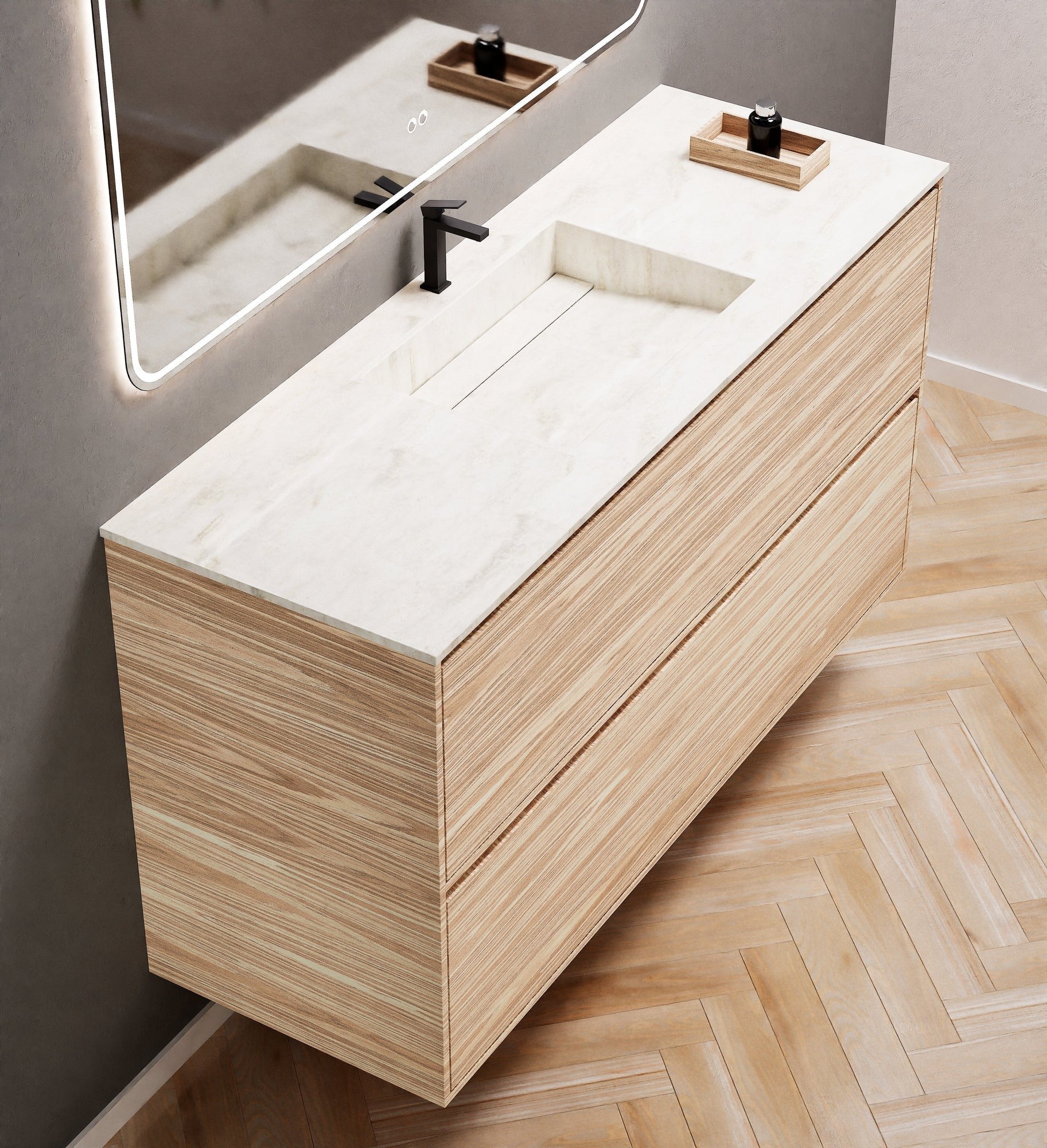 Aurora Frame – Corian® Basin with 2 Stacked Drawers - ROVALUX