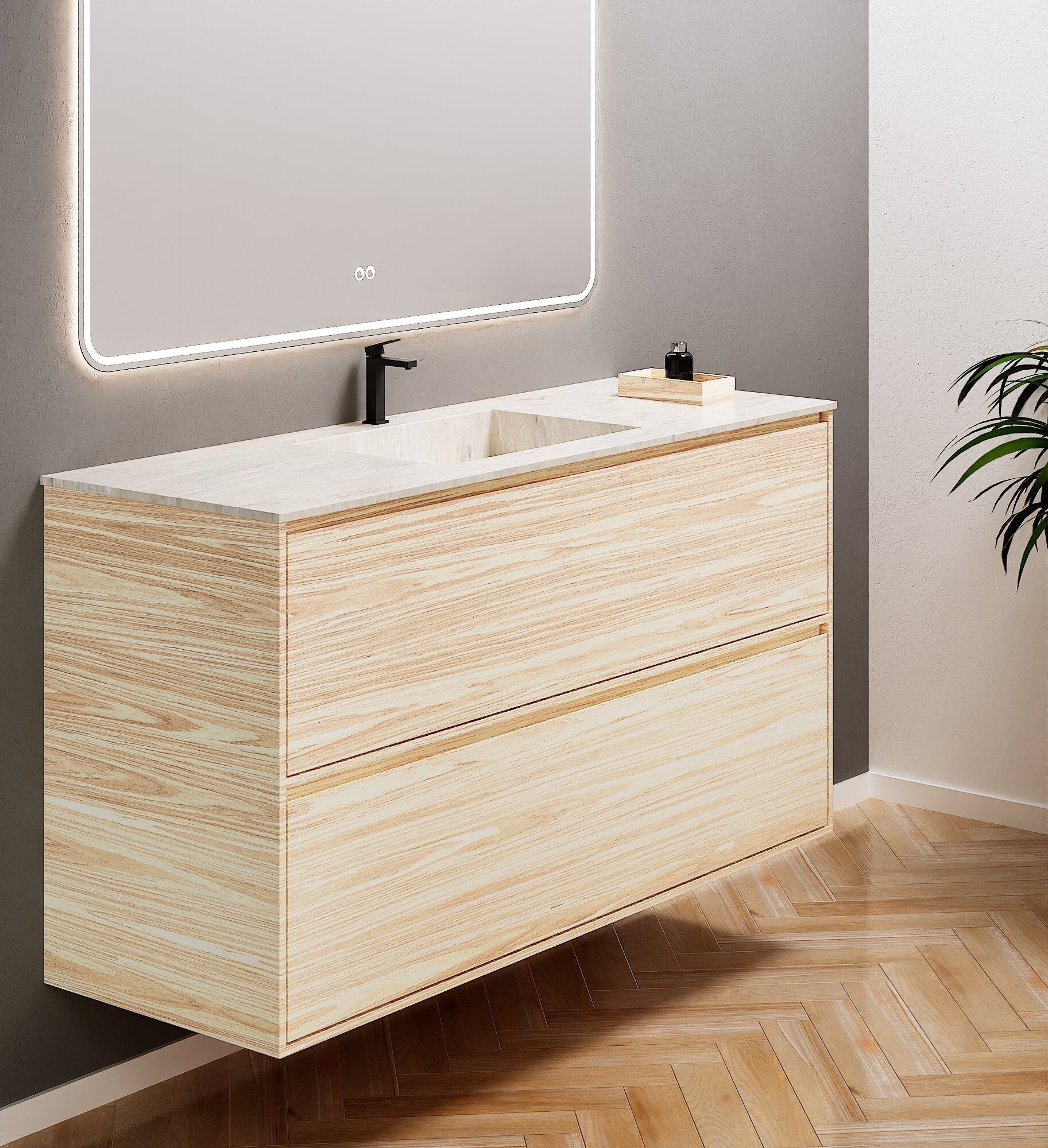Aurora Frame – Corian® Basin with 2 Stacked Drawers - ROVALUX