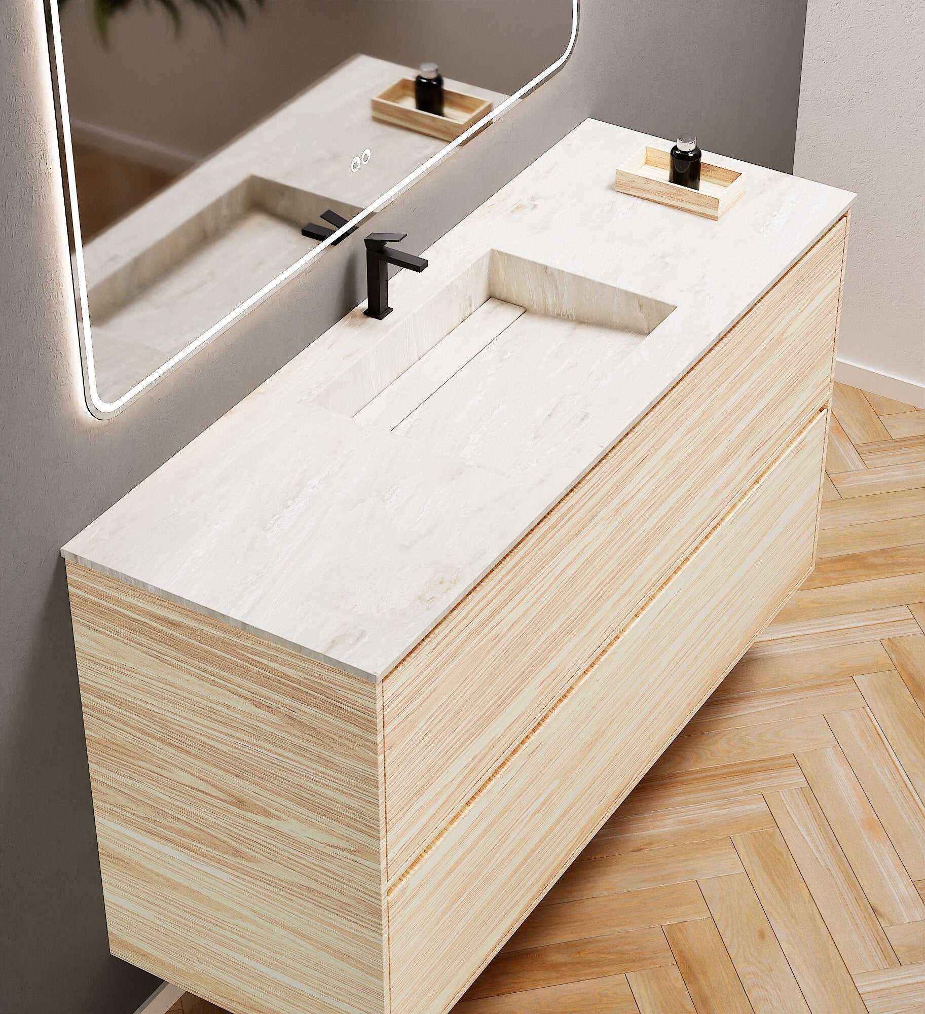 Aurora Frame – Corian® Basin with 2 Stacked Drawers - ROVALUX