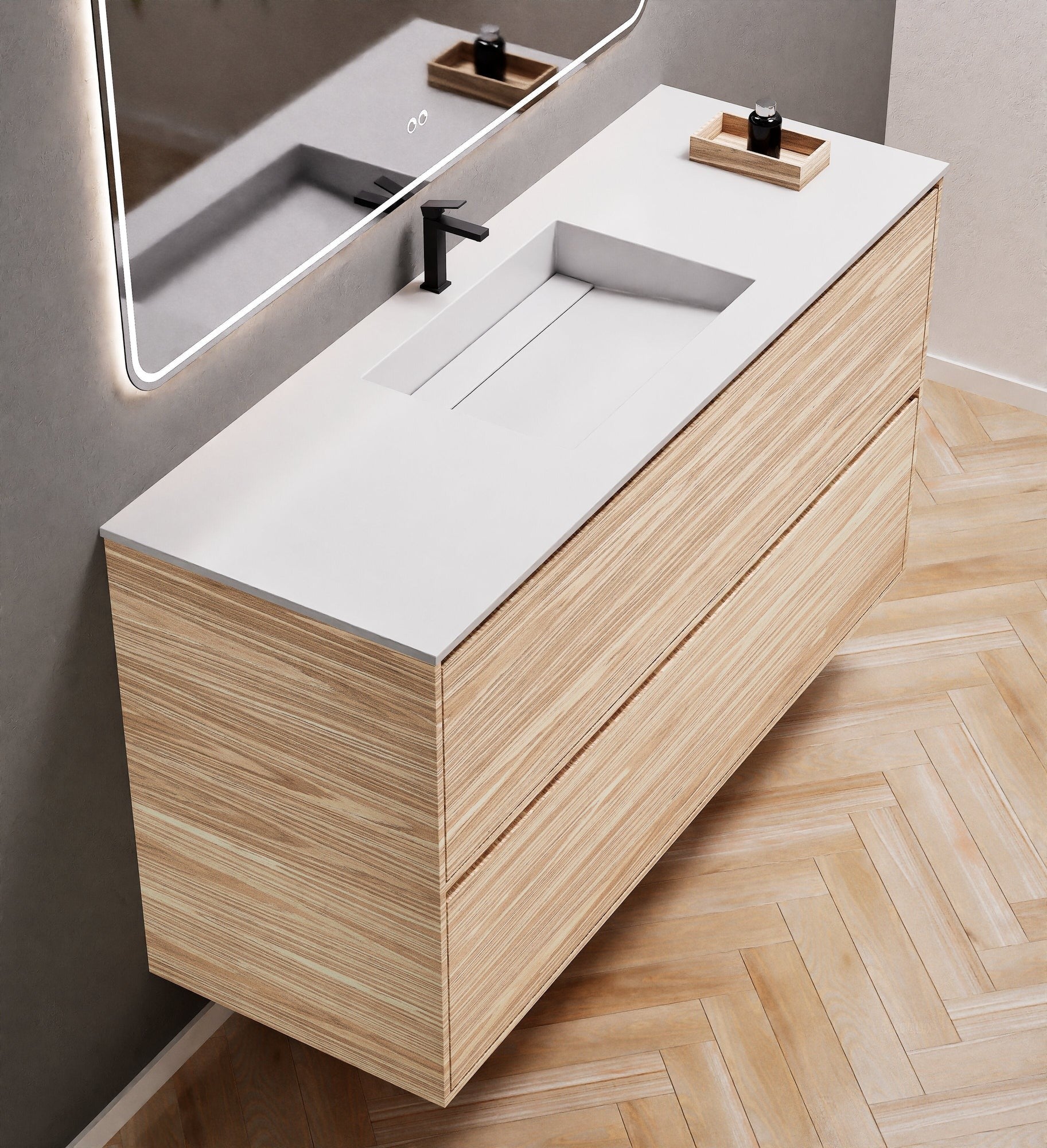 Aurora Frame – Corian® Basin with 2 Stacked Drawers - ROVALUX