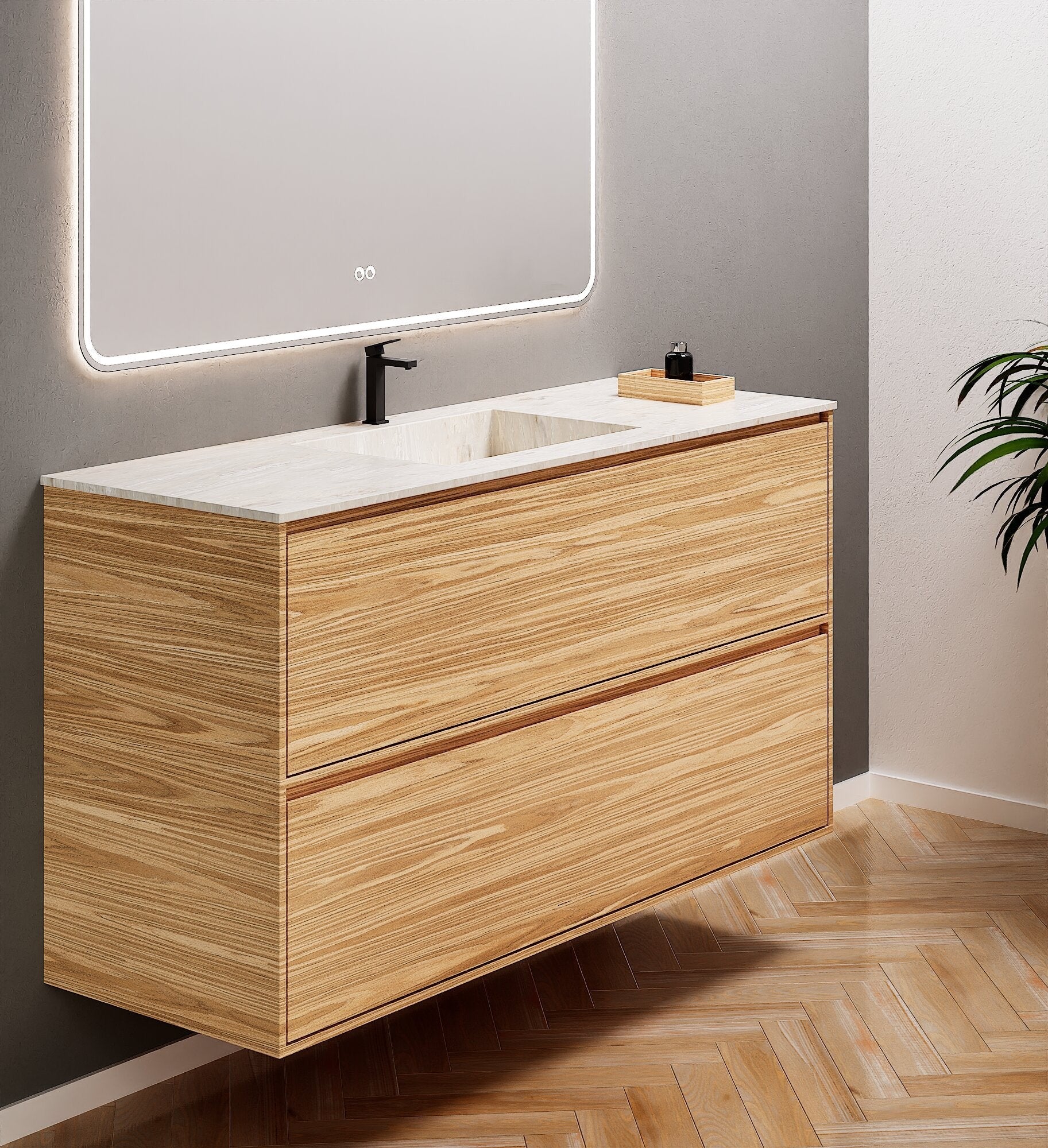 Aurora Frame – Corian® Basin with 2 Stacked Drawers - ROVALUX