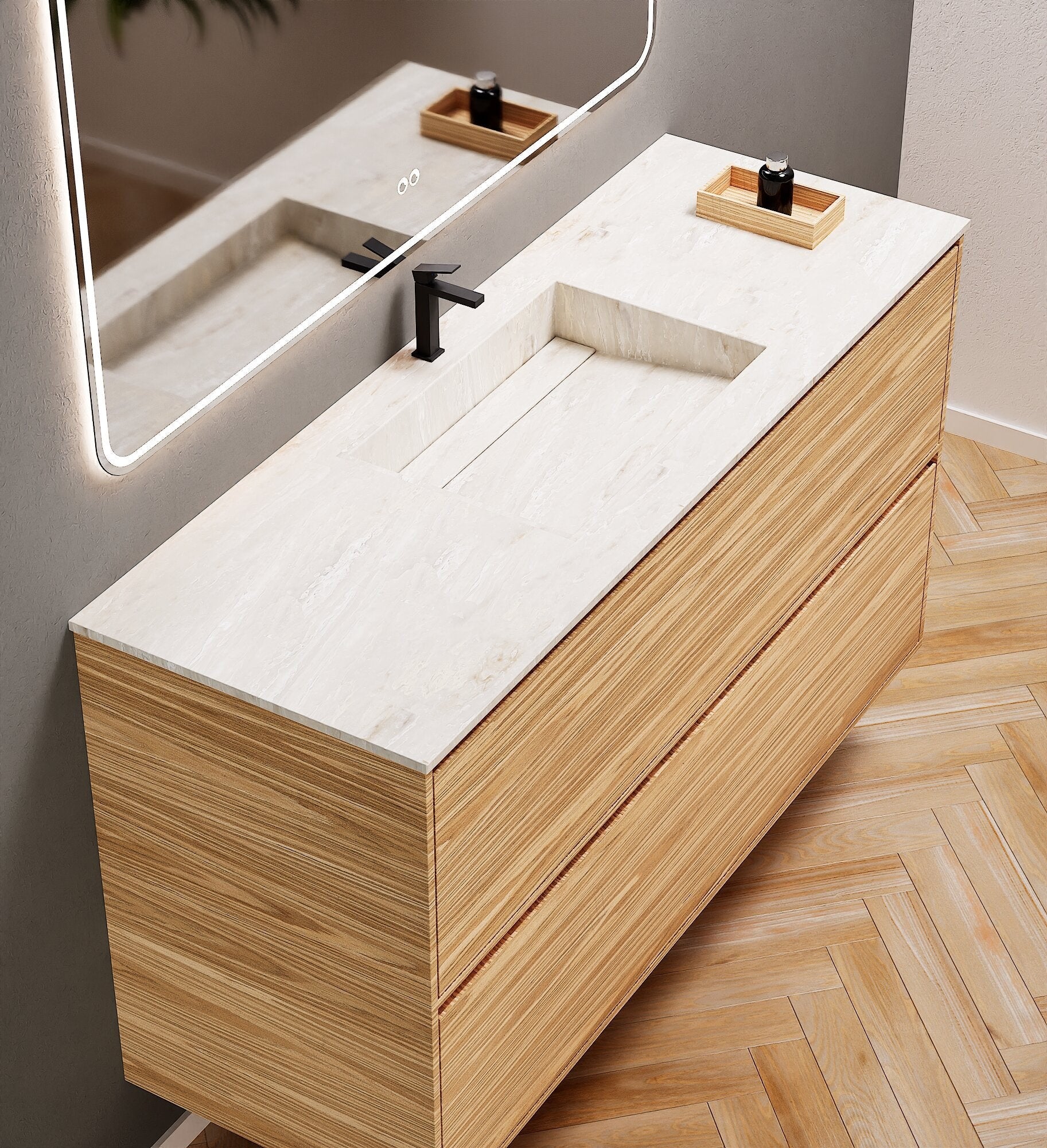 Aurora Frame – Corian® Basin with 2 Stacked Drawers - ROVALUX