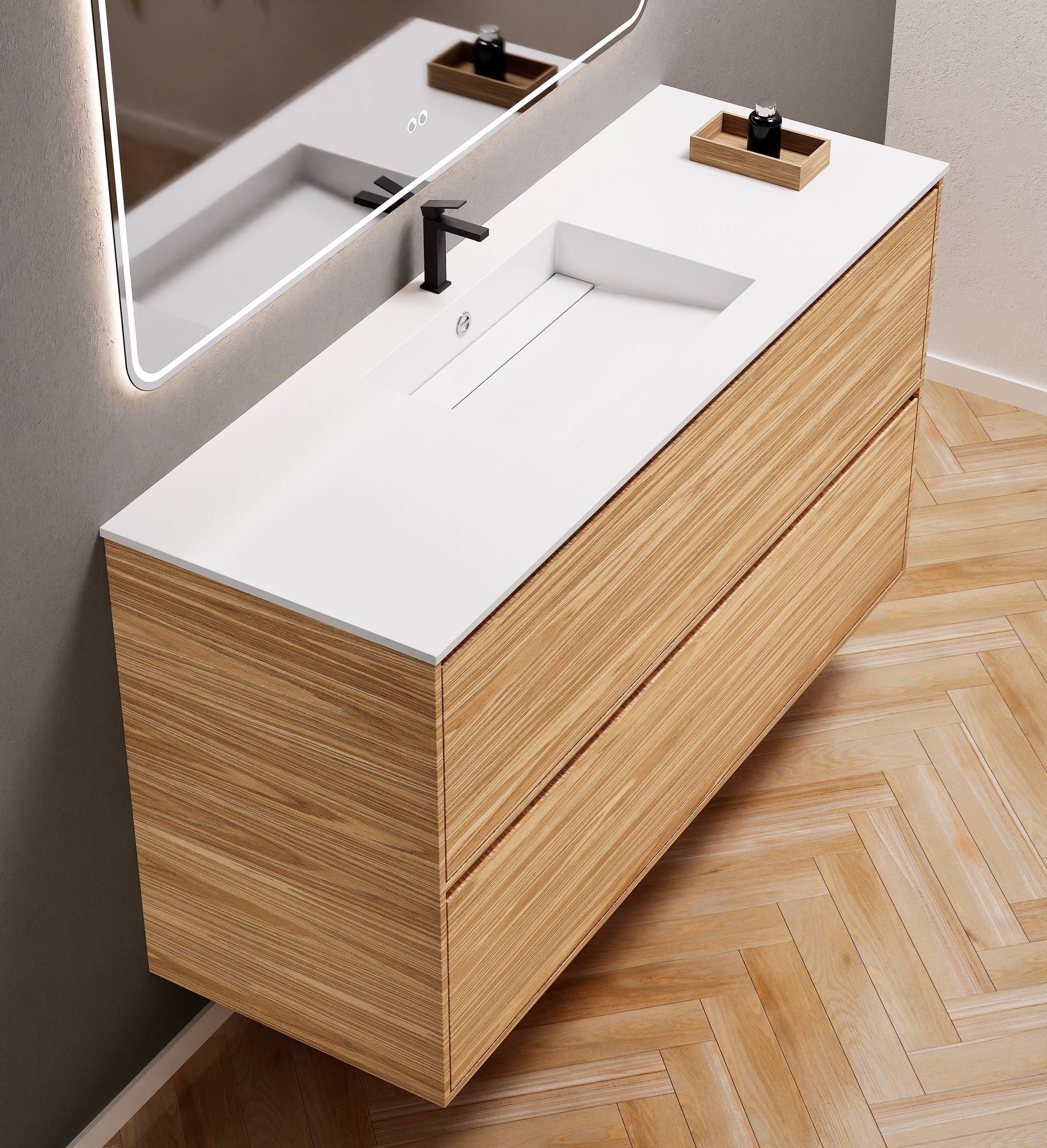 Aurora Frame – Corian® Basin with 2 Stacked Drawers - ROVALUX