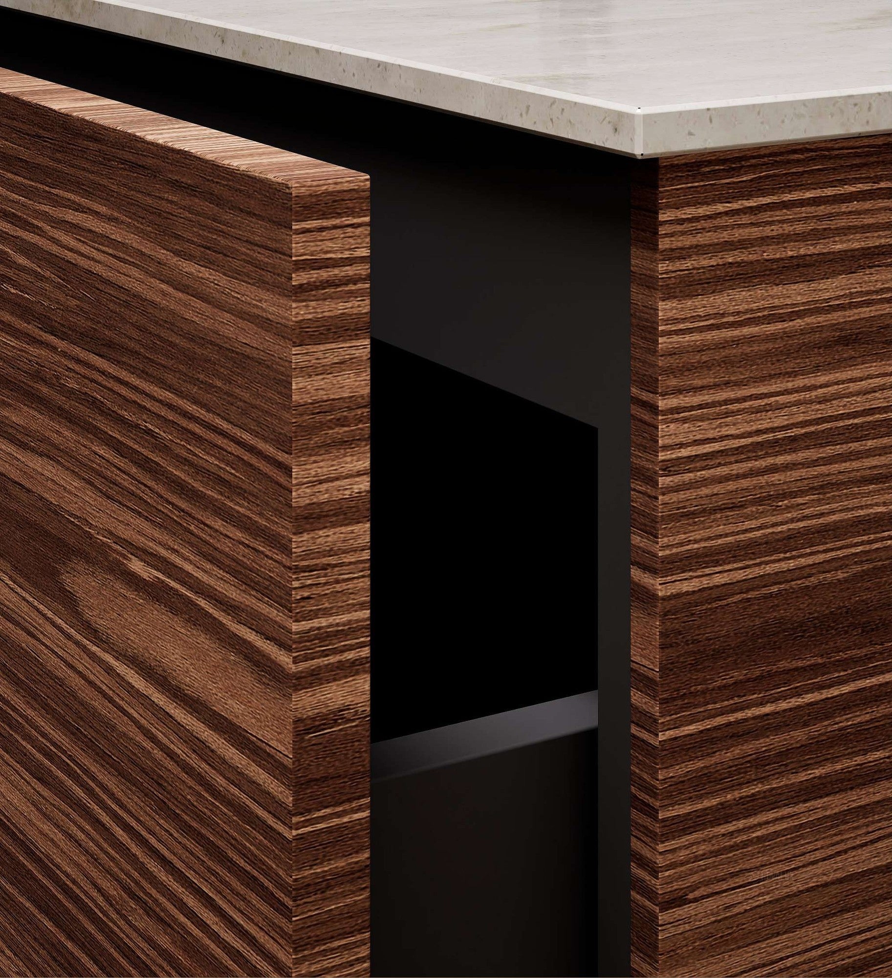Aurora – Corian® Basin Unit with 2 Drawers, 2 Side Shelves, and Feet-Standing Vanity - ROVALUX