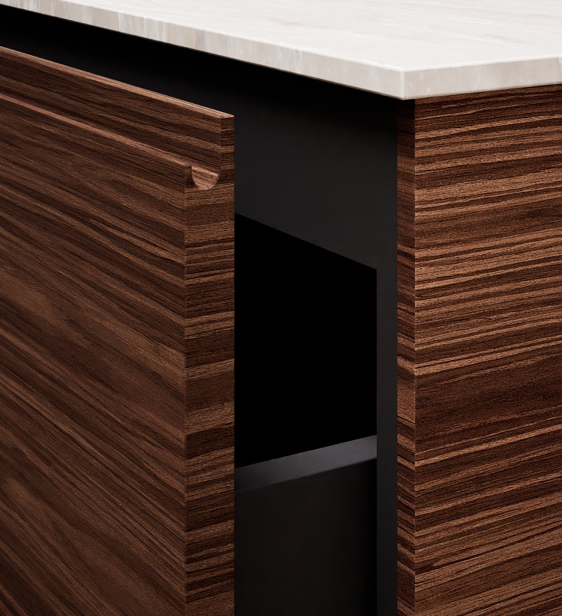 Aurora – Corian® Basin Unit with 2 Drawers, 2 Side Shelves, and Feet-Standing Vanity - ROVALUX