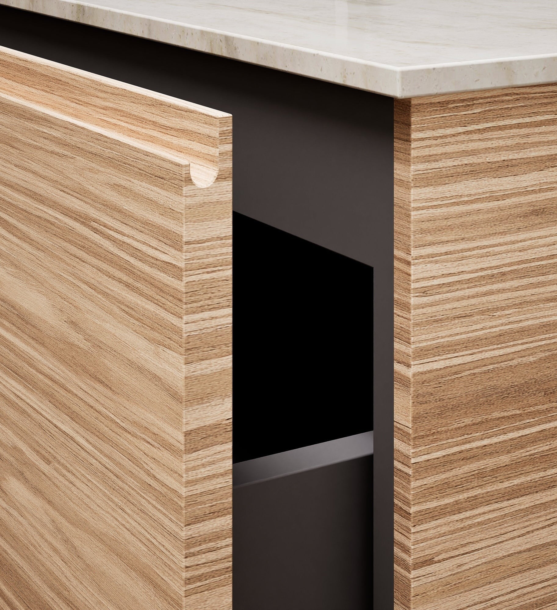 Aurora – Corian® Basin Unit with 2 Drawers, 2 Side Shelves, and Feet-Standing Vanity - ROVALUX