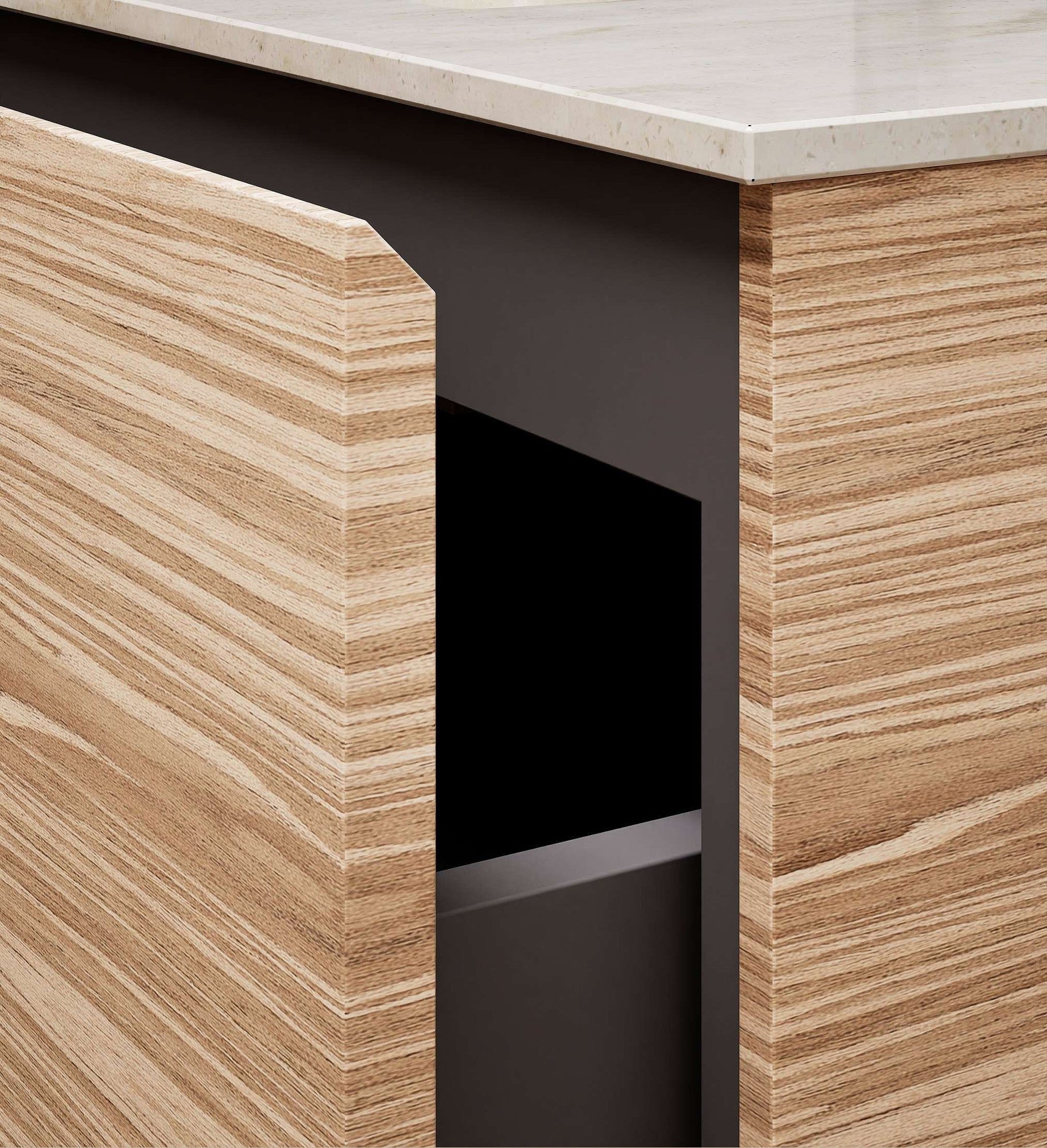 Aurora – Corian® Basin Unit with 2 Drawers, 2 Side Shelves, and Feet-Standing Vanity - ROVALUX