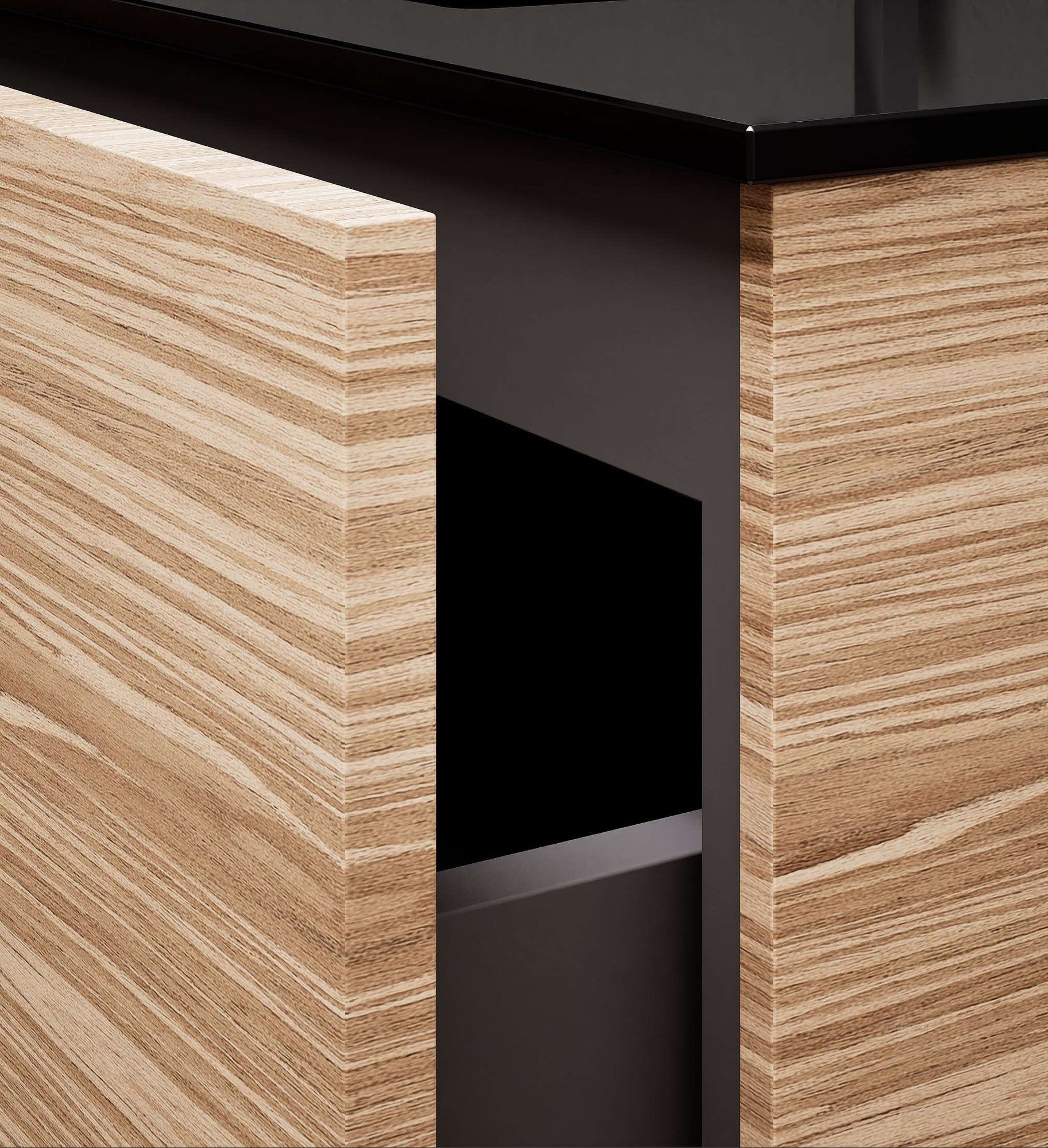 Aurora – Corian® Basin Unit with 2 Drawers, 2 Side Shelves, and Feet-Standing Vanity - ROVALUX