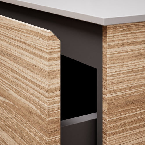 Aurora – Corian® Basin Unit with 2 Drawers, 2 Side Shelves, and Feet-Standing Vanity - ROVALUX