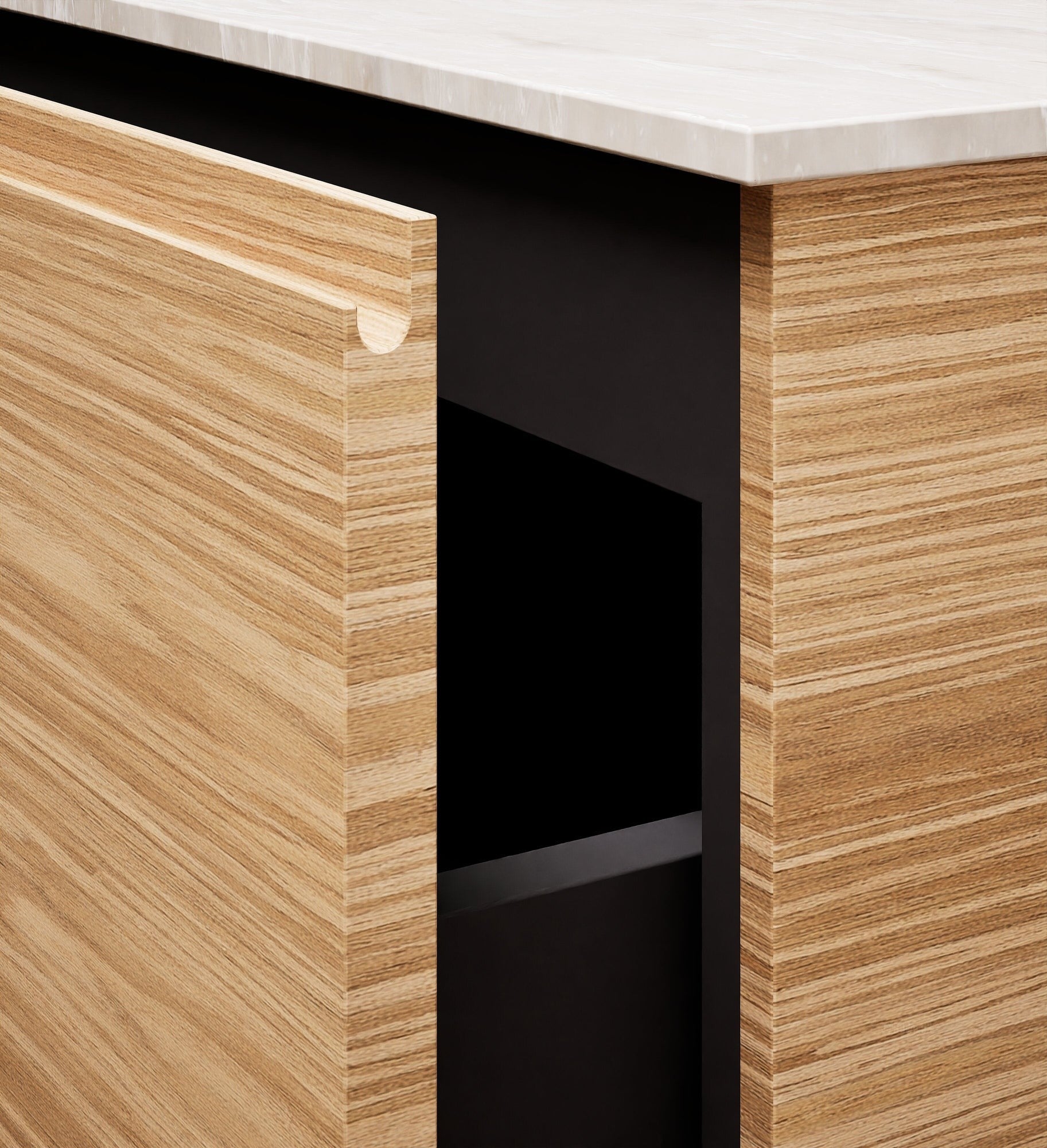 Aurora – Corian® Basin Unit with 2 Drawers, 2 Side Shelves, and Feet-Standing Vanity - ROVALUX