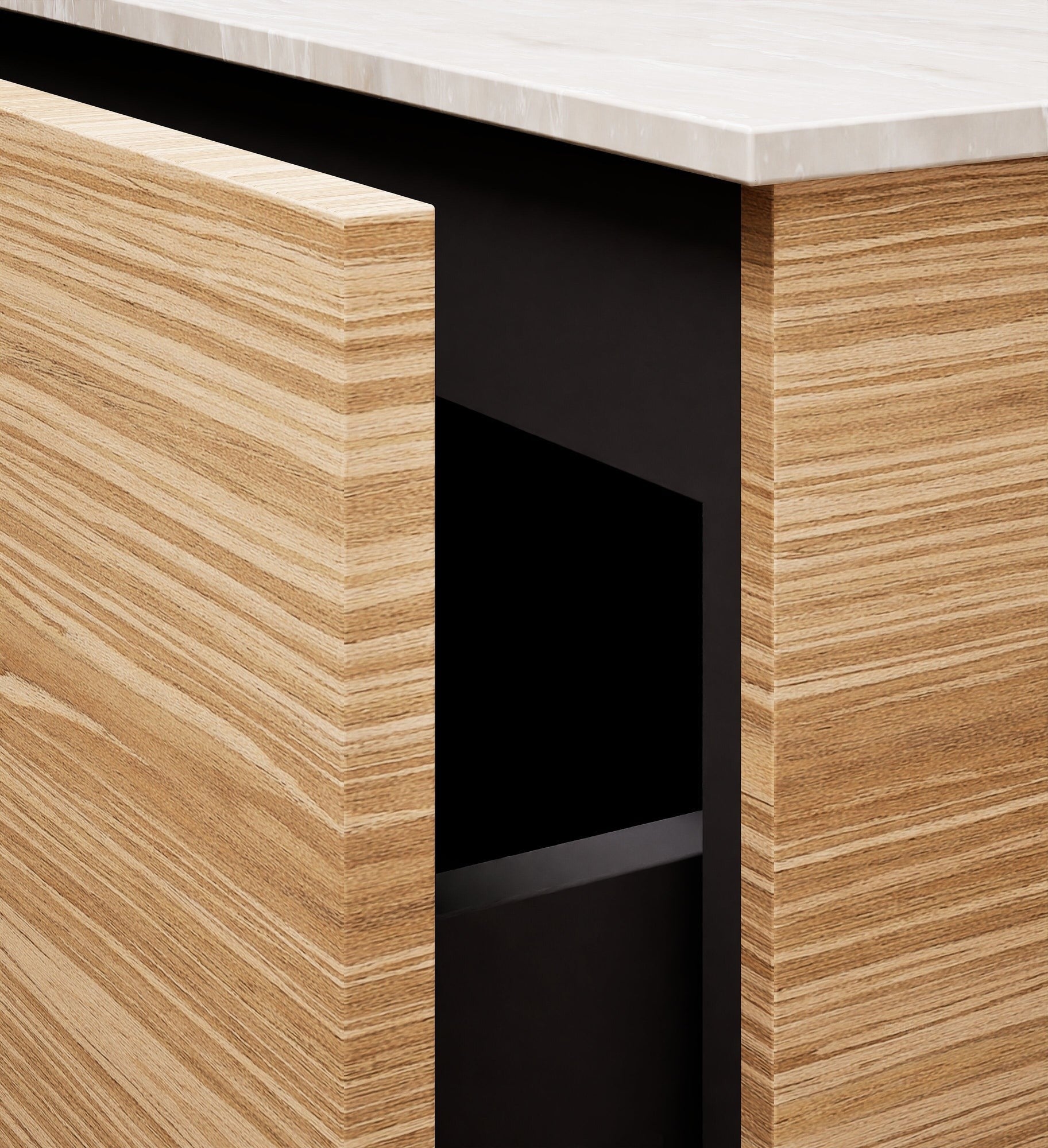 Aurora – Corian® Basin Unit with 2 Drawers, 2 Side Shelves, and Feet-Standing Vanity - ROVALUX