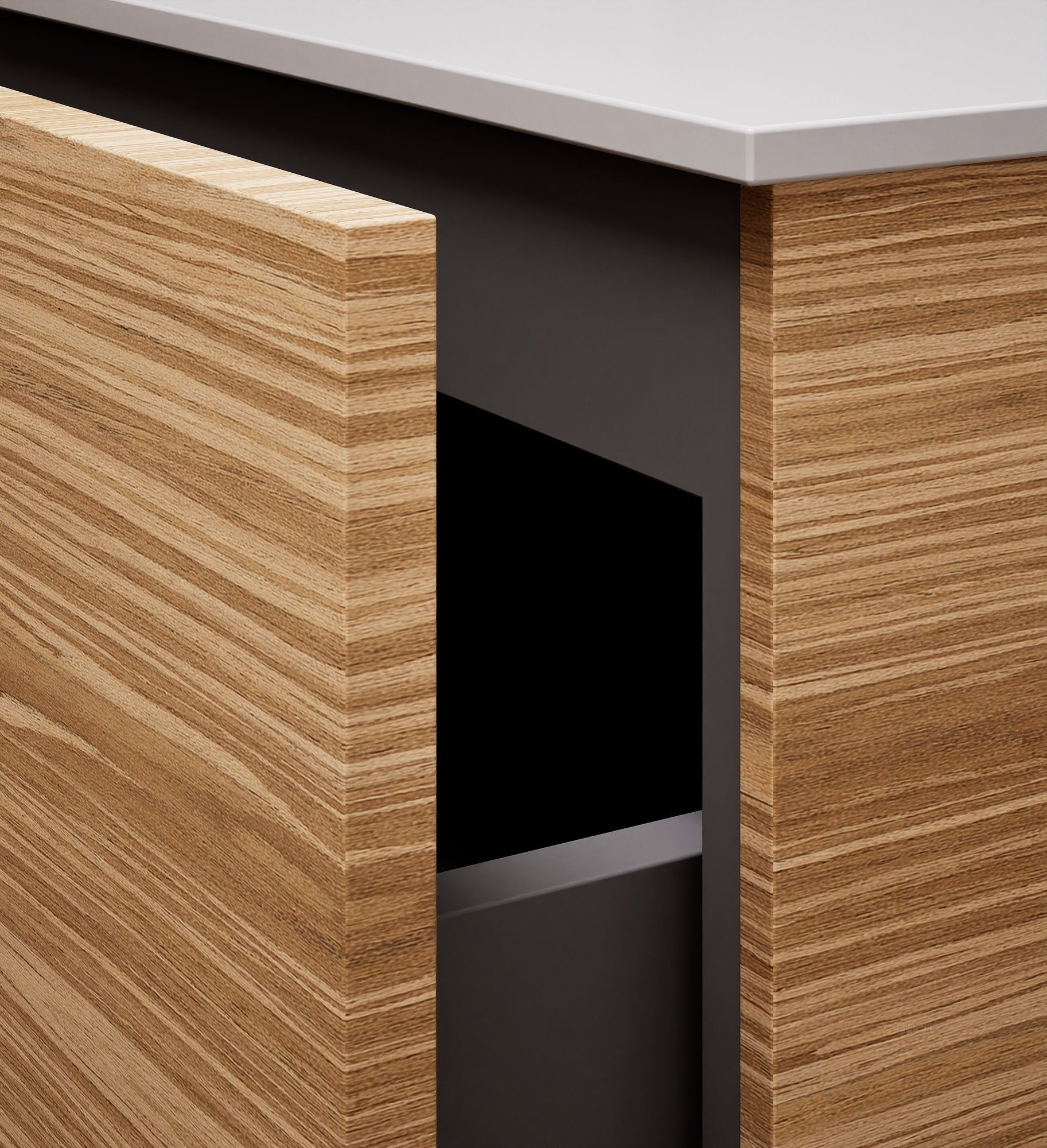 Aurora – Corian® Basin Unit with 2 Drawers, 2 Side Shelves, and Feet-Standing Vanity - ROVALUX