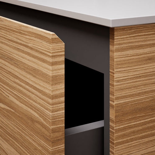 Aurora – Corian® Basin Unit with 2 Drawers, 2 Side Shelves, and Feet-Standing Vanity - ROVALUX