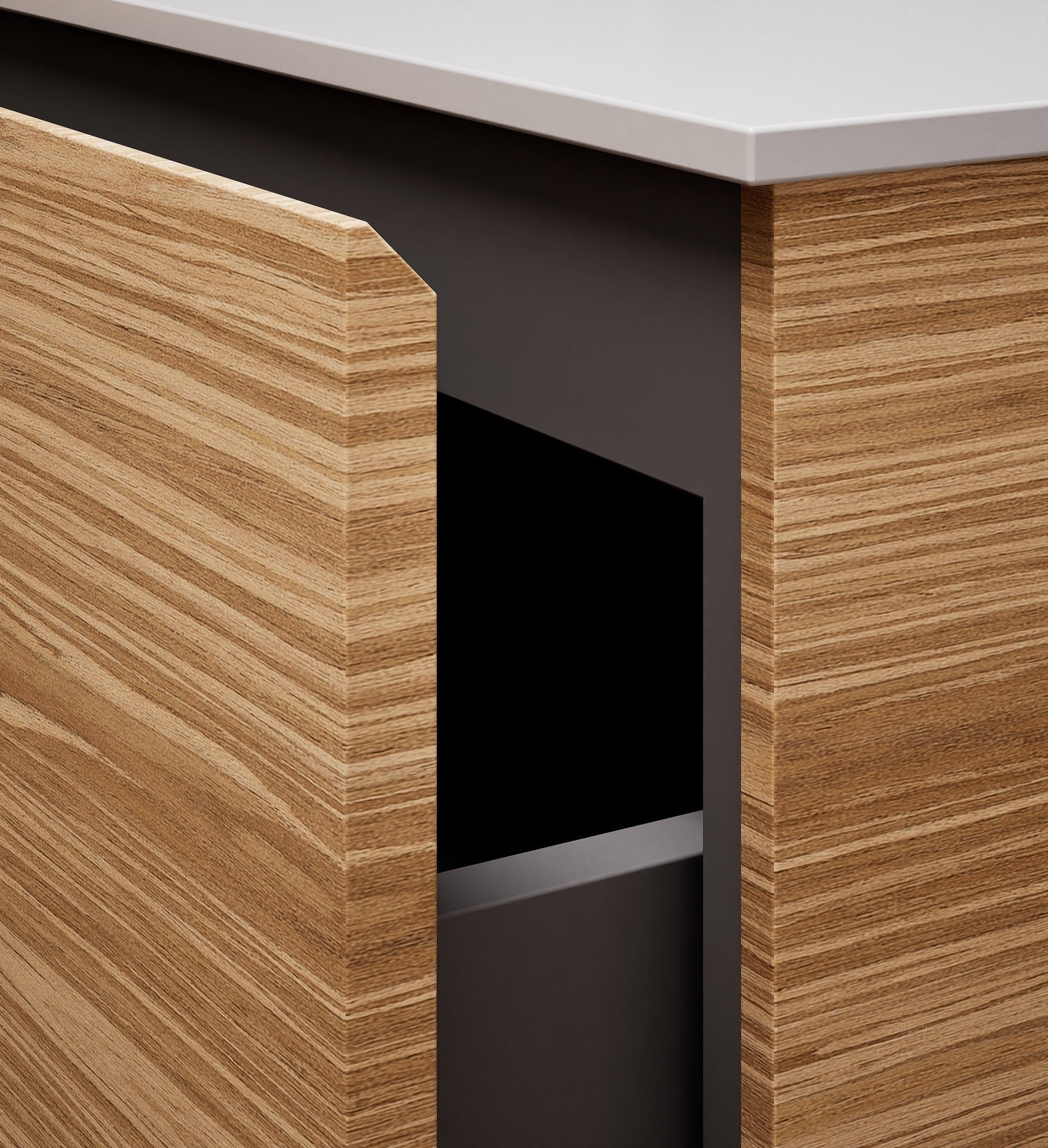 Aurora – Corian® Basin Unit with 2 Drawers, 2 Side Shelves, and Feet-Standing Vanity - ROVALUX