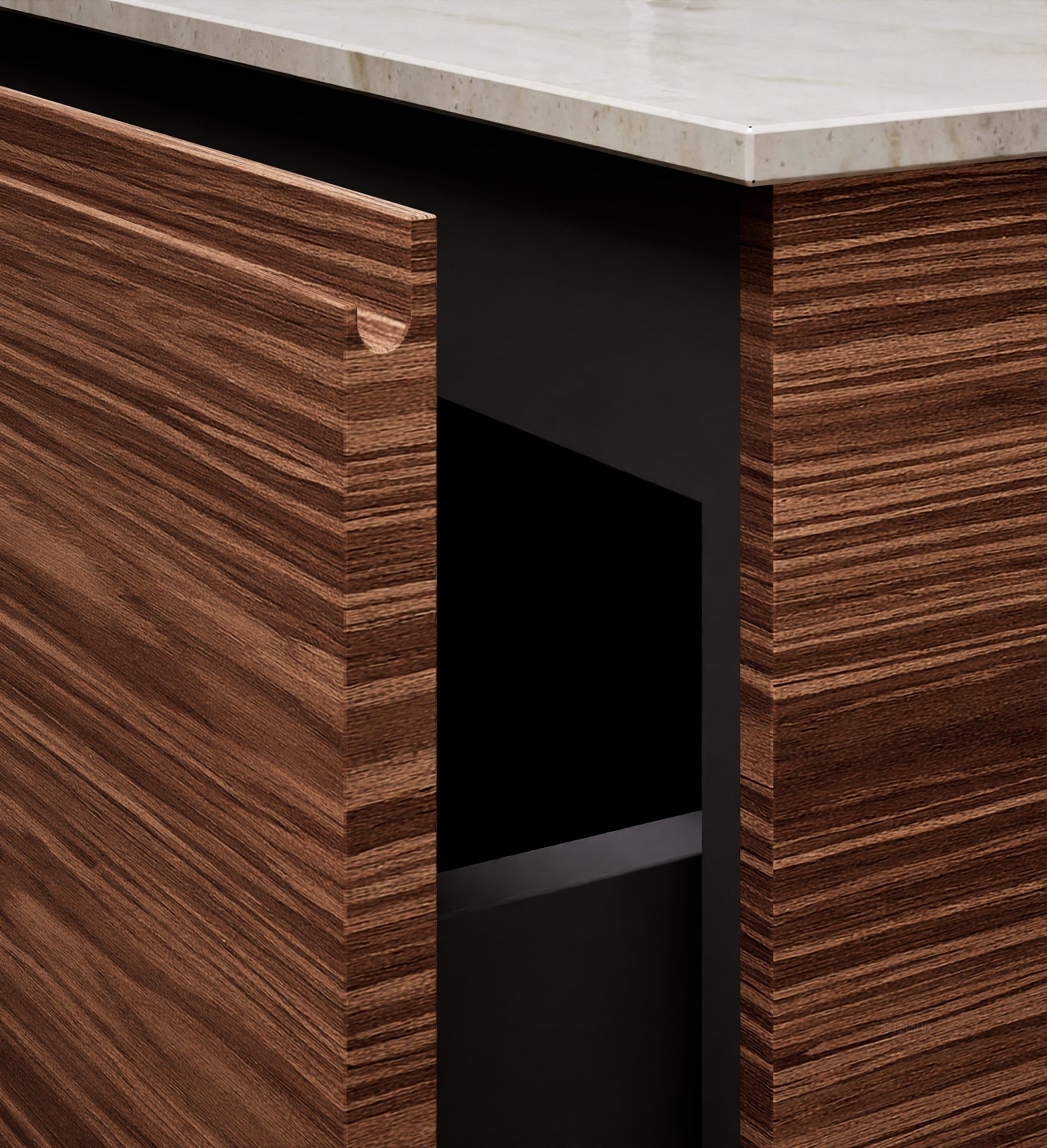 Aurora – Corian® Basin Unit with 2 Drawers and 2 Side Shelves - ROVALUX