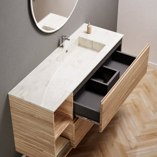 Aurora – Corian® Basin Unit with 2 Drawers and 2 Side Shelves - ROVALUX
