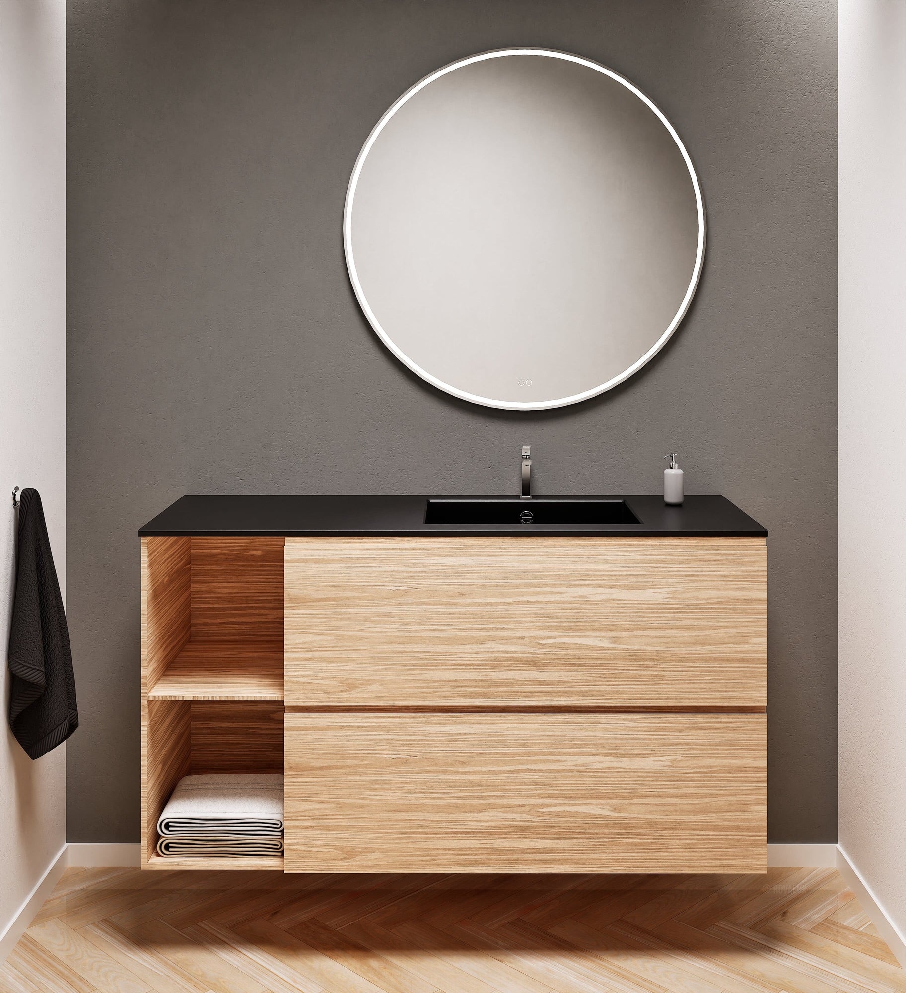 Aurora – Corian® Basin Unit with 2 Drawers and 2 Side Shelves - ROVALUX