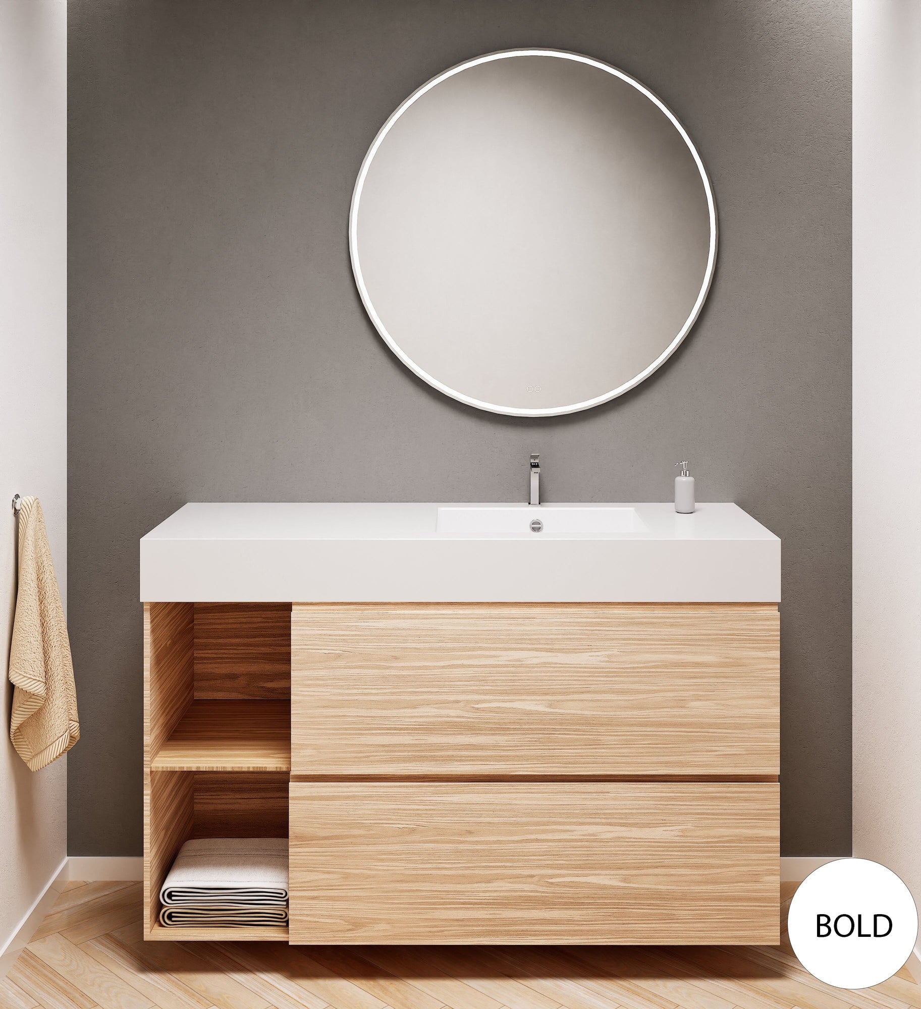 Aurora – Corian® Basin Unit with 2 Drawers and 2 Side Shelves - ROVALUX