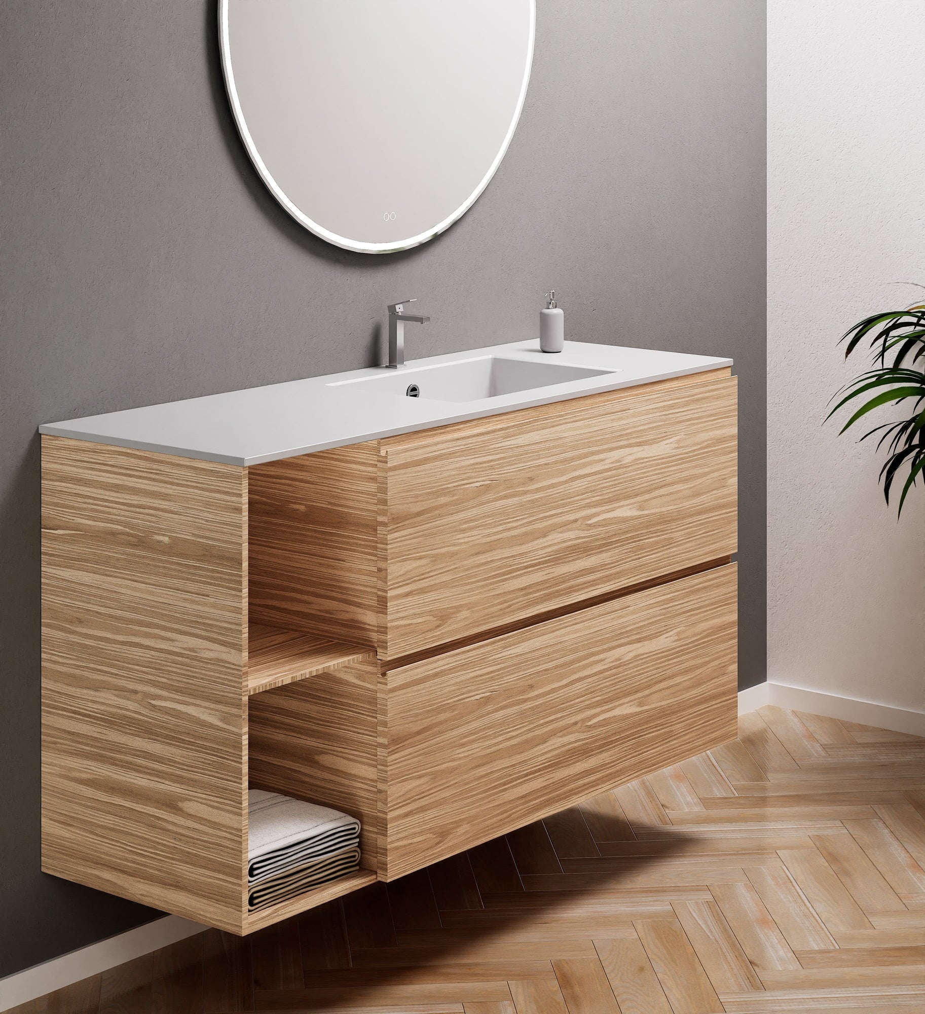 Aurora – Corian® Basin Unit with 2 Drawers and 2 Side Shelves - ROVALUX