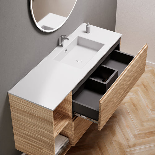 Aurora – Corian® Basin Unit with 2 Drawers and 2 Side Shelves - ROVALUX