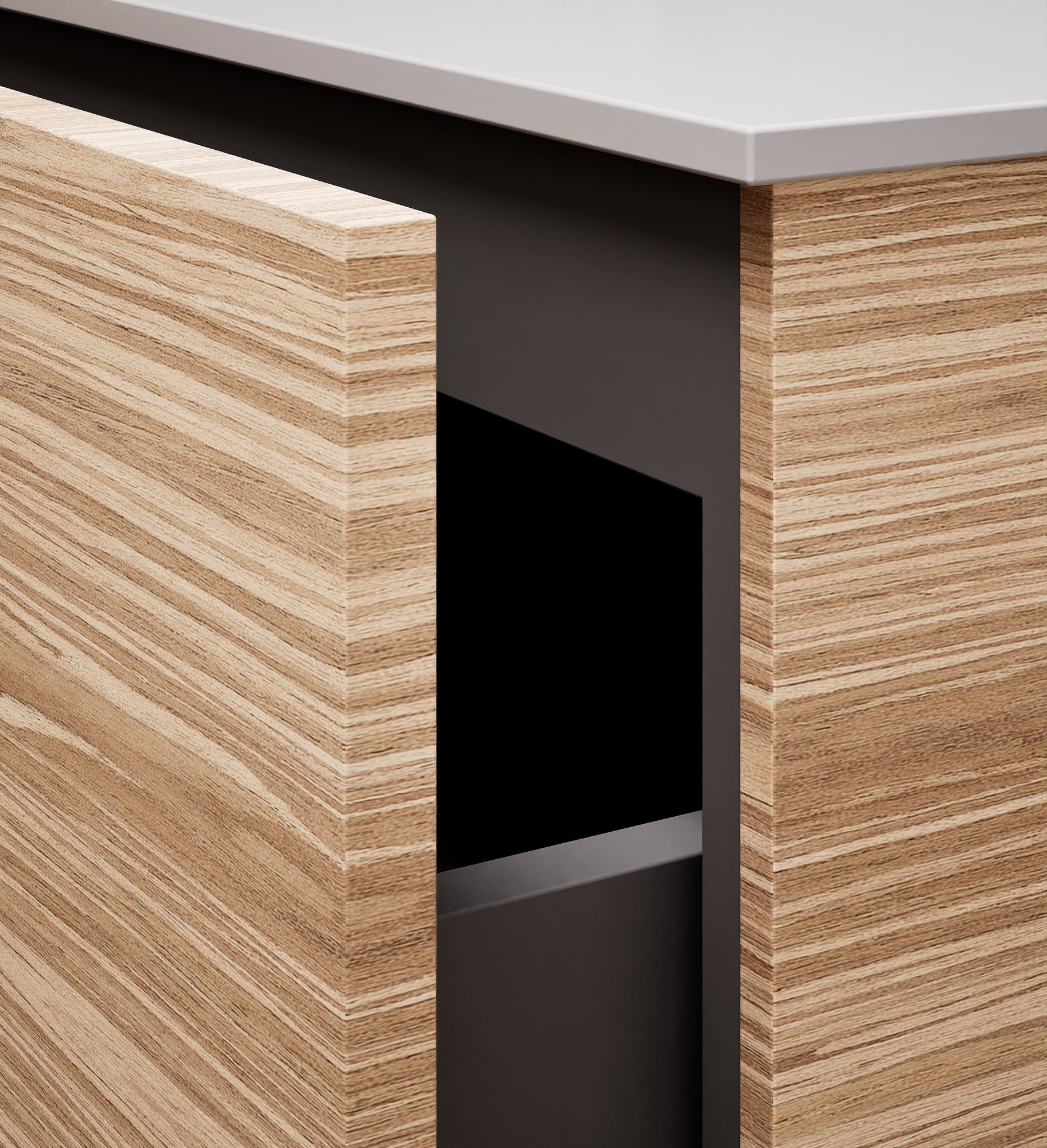 Aurora – Corian® Basin Unit with 2 Drawers and 2 Side Shelves - ROVALUX