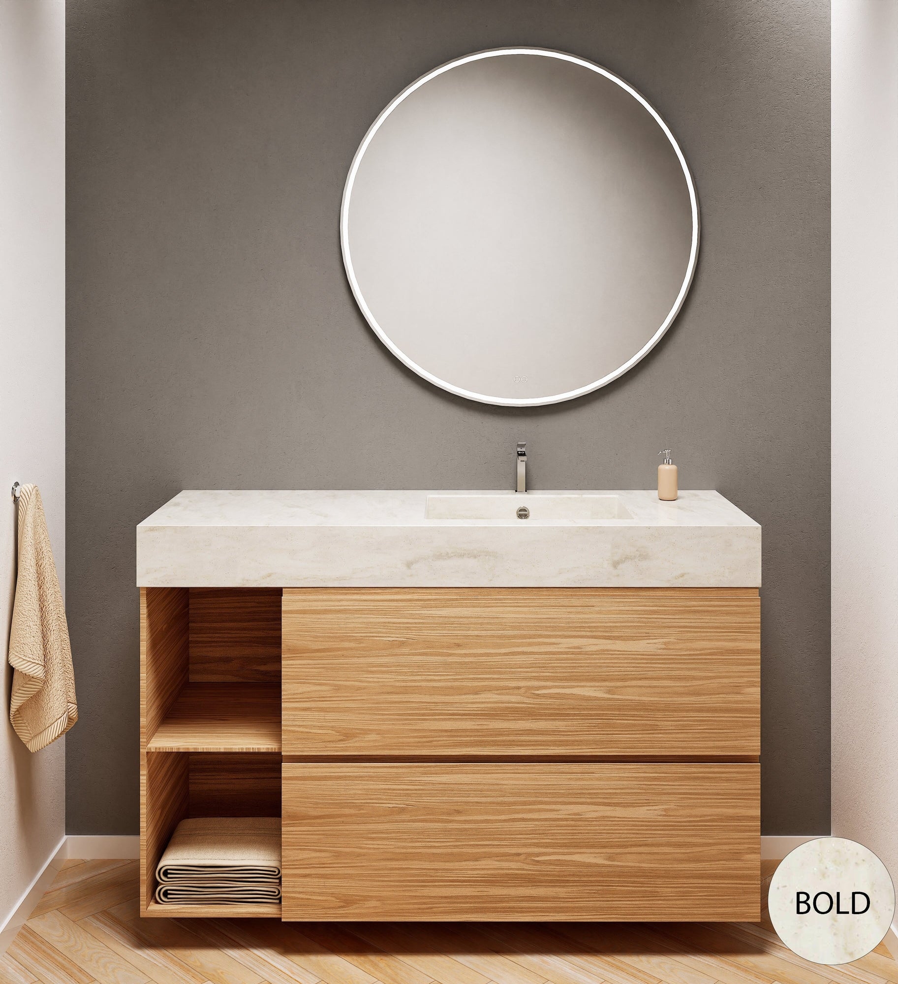 Aurora – Corian® Basin Unit with 2 Drawers and 2 Side Shelves - ROVALUX