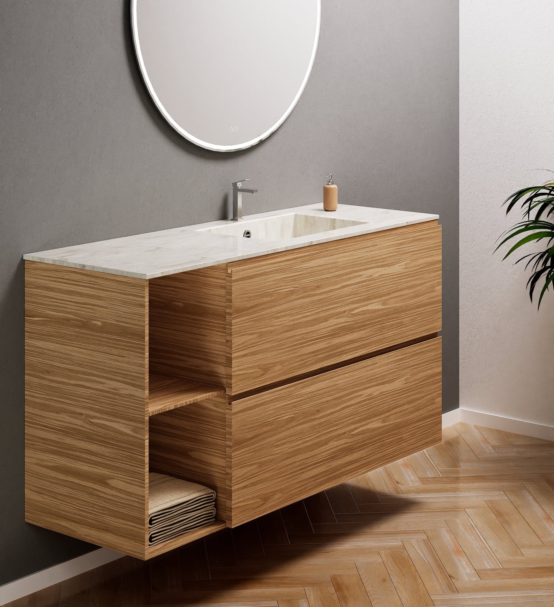 Aurora – Corian® Basin Unit with 2 Drawers and 2 Side Shelves - ROVALUX