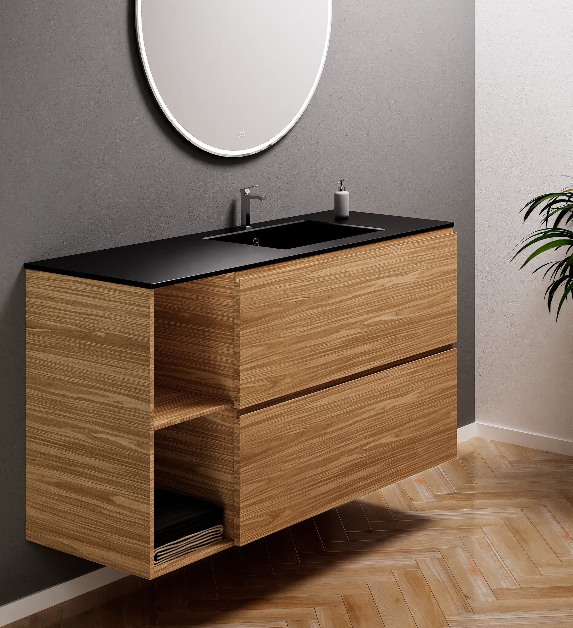 Aurora – Corian® Basin Unit with 2 Drawers and 2 Side Shelves - ROVALUX