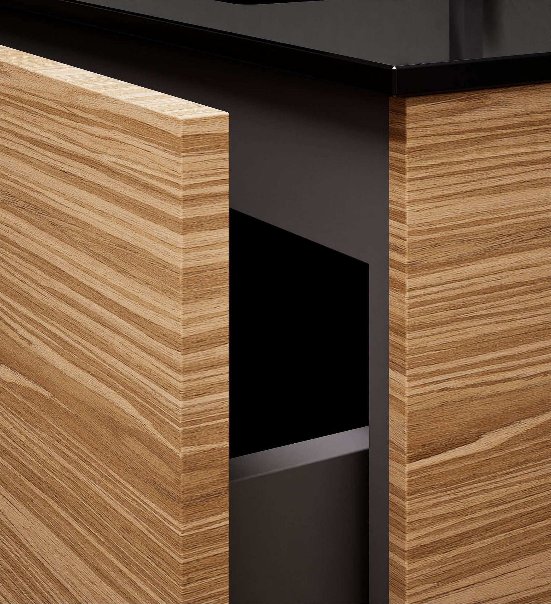 Aurora – Corian® Basin Unit with 2 Drawers and 2 Side Shelves - ROVALUX