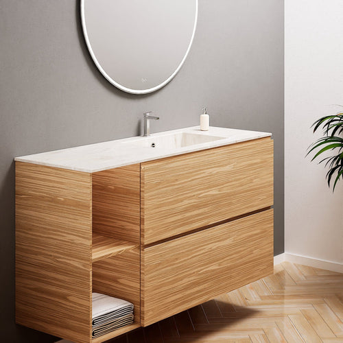 Aurora – Corian® Basin Unit with 2 Drawers and 2 Side Shelves - ROVALUX