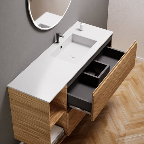 Aurora – Corian® Basin Unit with 2 Drawers and 2 Side Shelves - ROVALUX
