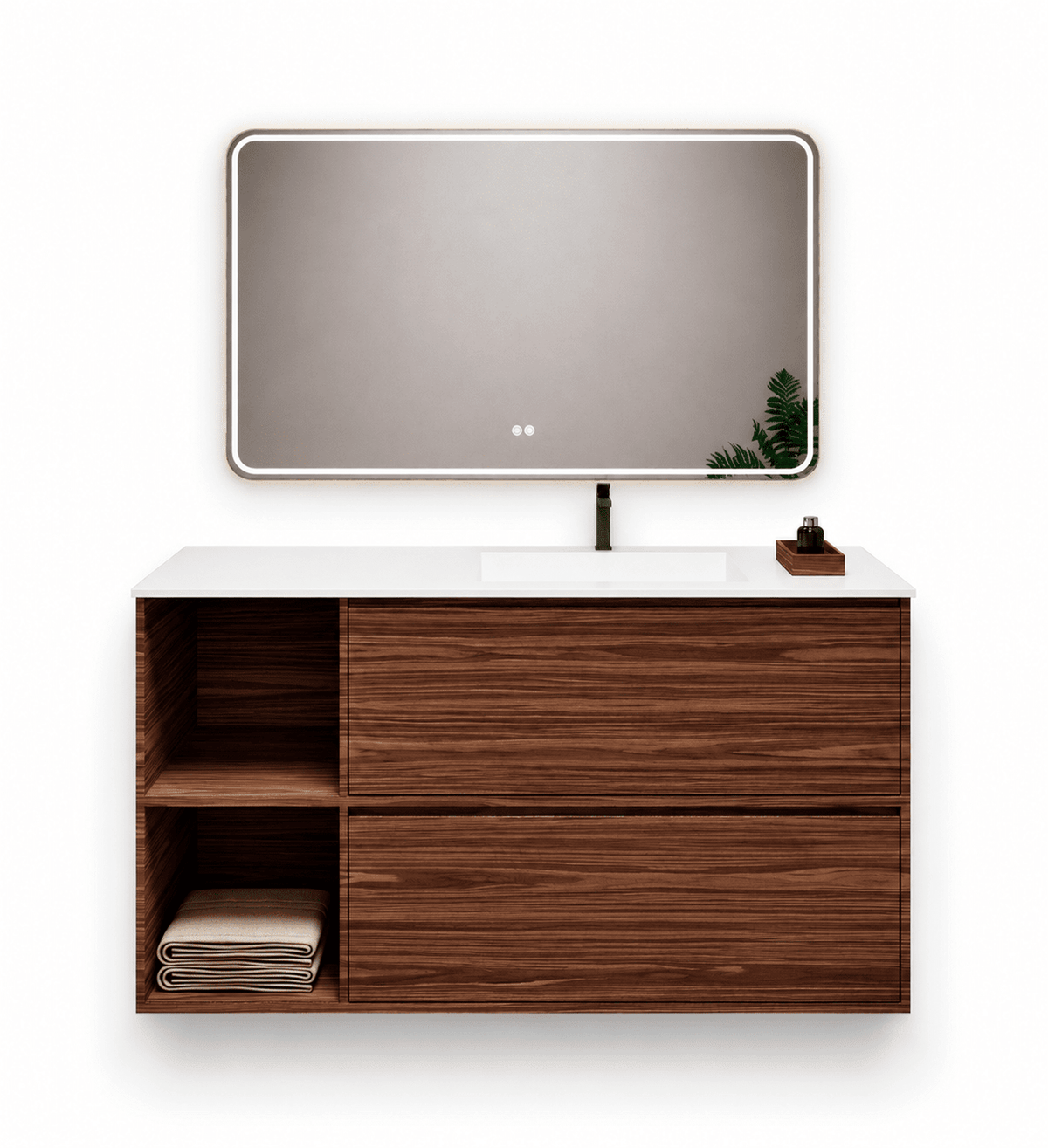 Aurora Frame – Corian® Basin with 2 Drawers and 2 Side Shelves - ROVALUX