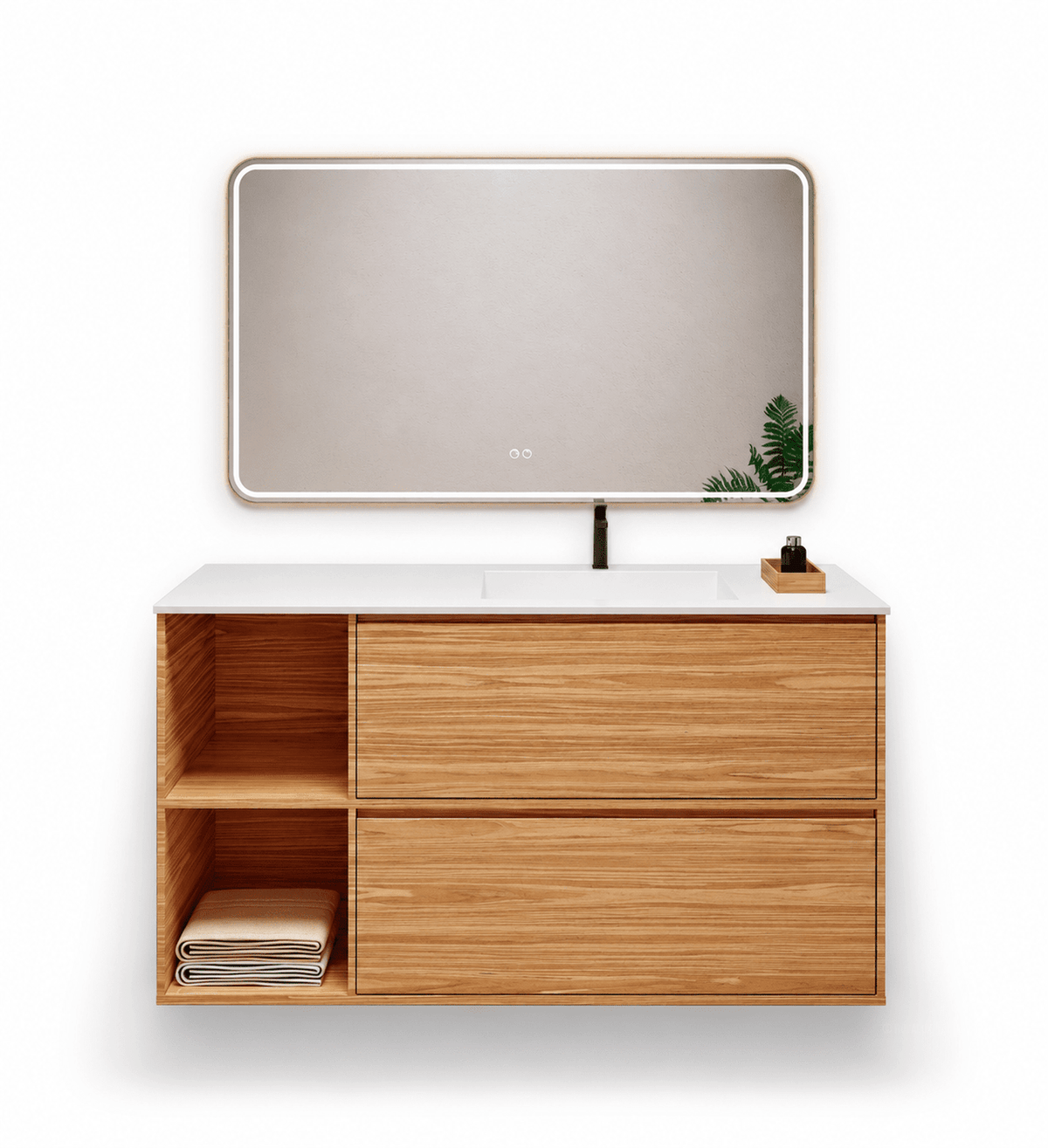 Aurora Frame – Corian® Basin with 2 Drawers and 2 Side Shelves - ROVALUX