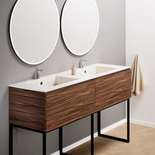 Aurora – Double Corian® Basin Unit with 2 Aligned Drawers and Feet-Standing Vanity - ROVALUX