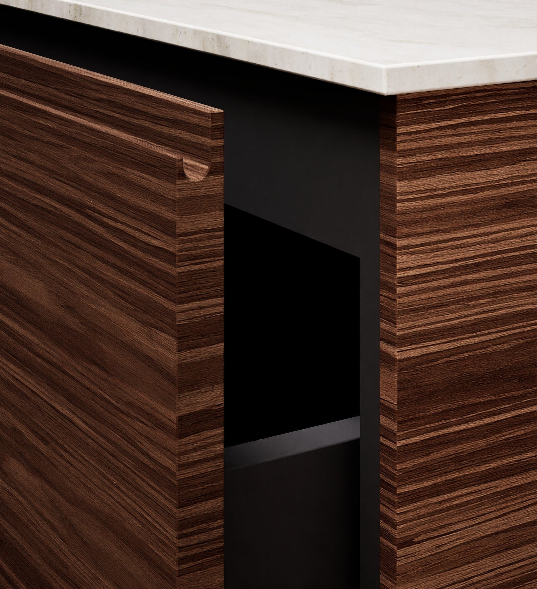 Aurora – Double Corian® Basin Unit with 2 Aligned Drawers and Feet-Standing Vanity - ROVALUX