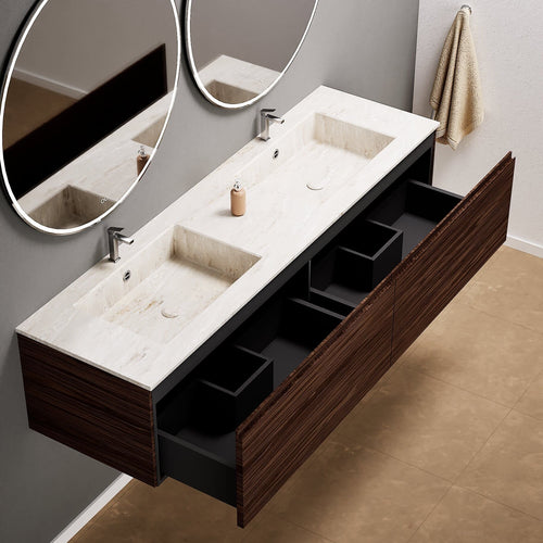 Aurora – Double Corian® Basin Unit with 2 Aligned Drawers - ROVALUX