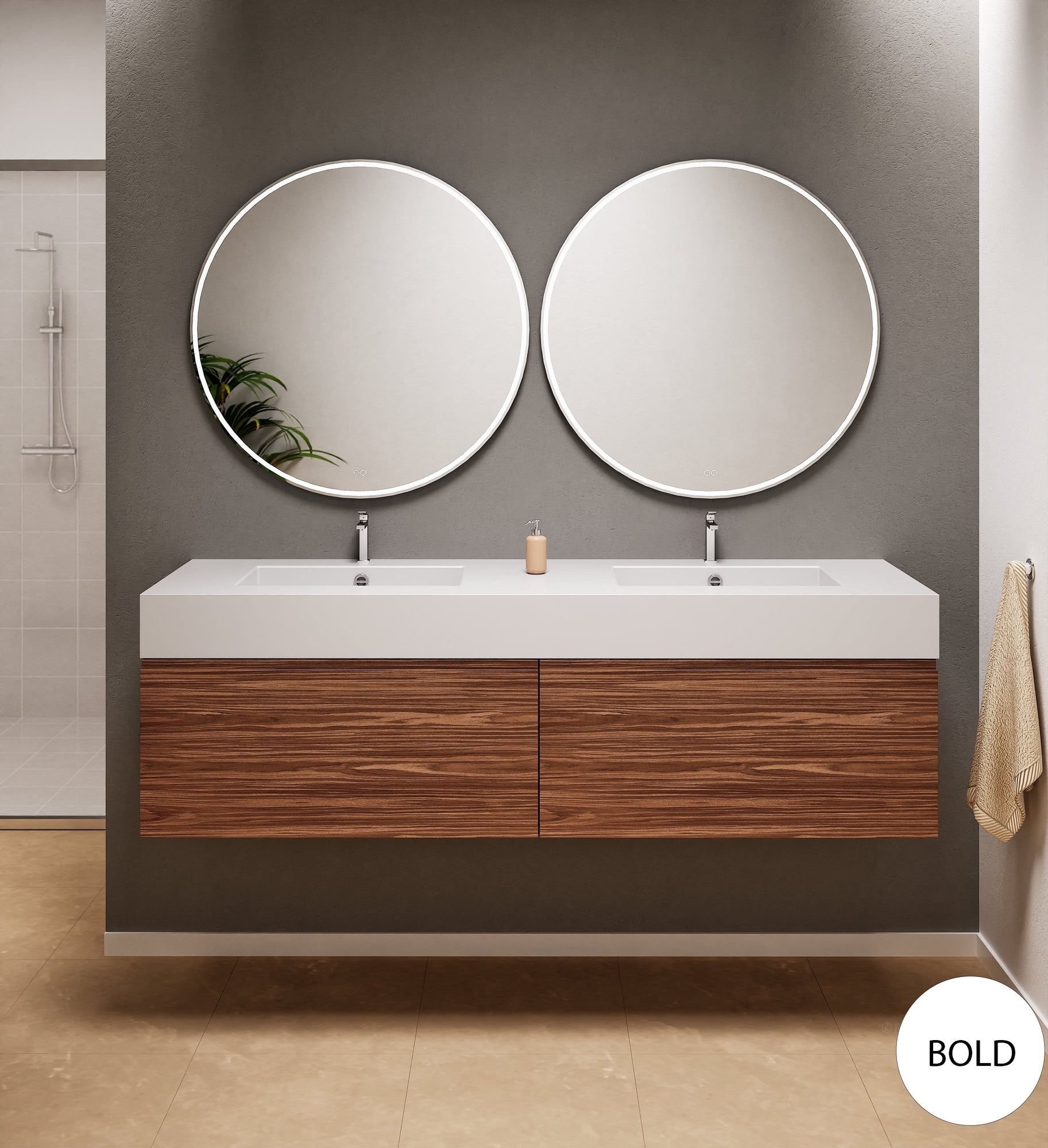 Aurora – Double Corian® Basin Unit with 2 Aligned Drawers - ROVALUX