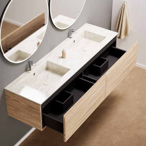 Aurora – Double Corian® Basin Unit with 2 Aligned Drawers - ROVALUX