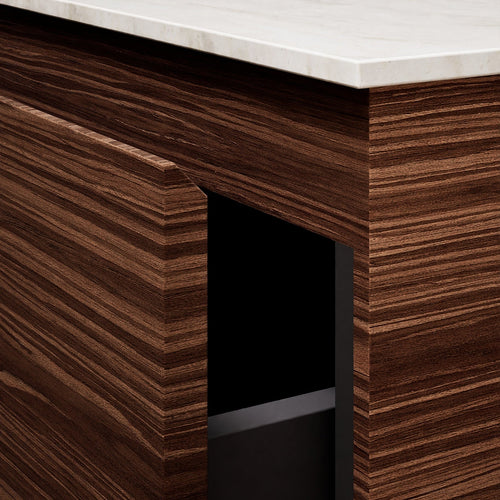 Aurora – Double Corian® Basin Unit with 2 Aligned Drawers, Bottom Shelves, and Feet-Standing Vanity - ROVALUX