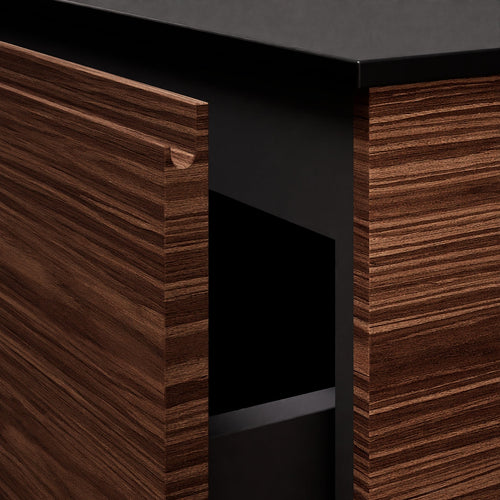 Aurora – Double Corian® Basin Unit with 2 Aligned Drawers, Bottom Shelves, and Feet-Standing Vanity - ROVALUX