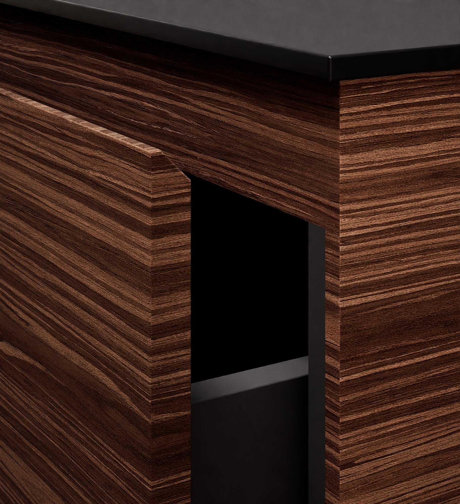 Aurora – Double Corian® Basin Unit with 2 Aligned Drawers, Bottom Shelves, and Feet-Standing Vanity - ROVALUX
