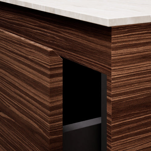 Aurora – Double Corian® Basin Unit with 2 Aligned Drawers, Bottom Shelves, and Feet-Standing Vanity - ROVALUX