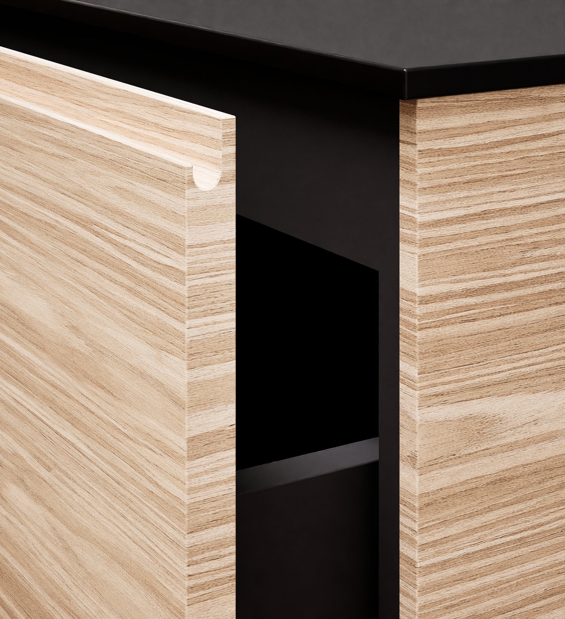 Aurora – Double Corian® Basin Unit with 2 Aligned Drawers, Bottom Shelves, and Feet-Standing Vanity - ROVALUX