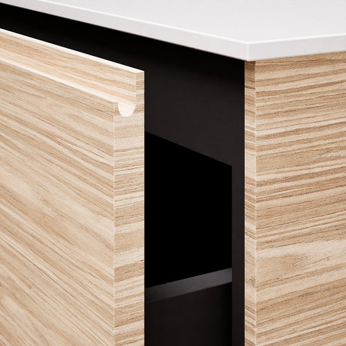 Aurora – Double Corian® Basin Unit with 2 Aligned Drawers, Bottom Shelves, and Feet-Standing Vanity - ROVALUX