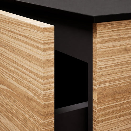 Aurora – Double Corian® Basin Unit with 2 Aligned Drawers, Bottom Shelves, and Feet-Standing Vanity - ROVALUX