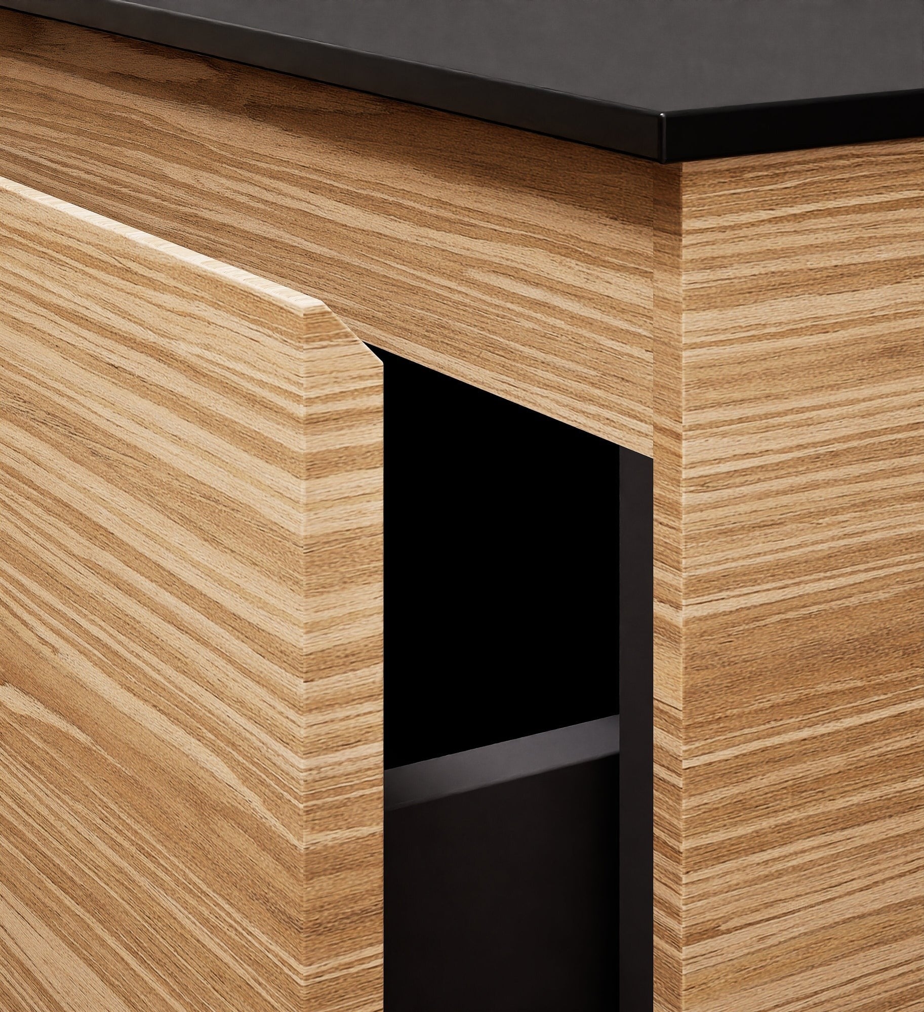 Aurora – Double Corian® Basin Unit with 2 Aligned Drawers, Bottom Shelves, and Feet-Standing Vanity - ROVALUX