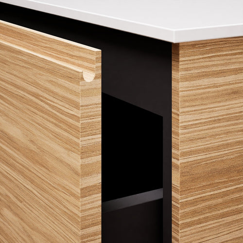 Aurora – Double Corian® Basin Unit with 2 Aligned Drawers, Bottom Shelves, and Feet-Standing Vanity - ROVALUX