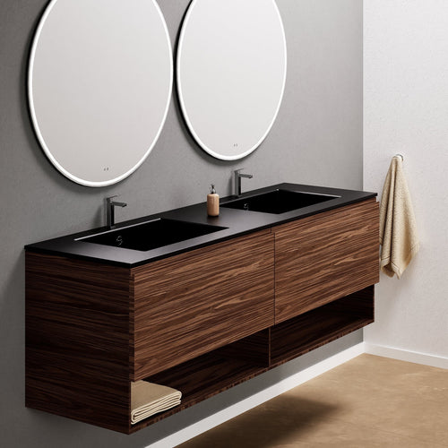 Aurora – Double Corian® Basin Unit with 2 Aligned Drawers and buttom Shelves - ROVALUX