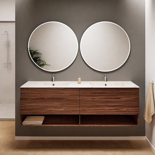 Aurora – Double Corian® Basin Unit with 2 Aligned Drawers and buttom Shelves - ROVALUX